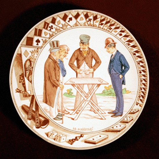 Appraisal: PLATES Le Bonneteau Three Card Monte Bone china plate with