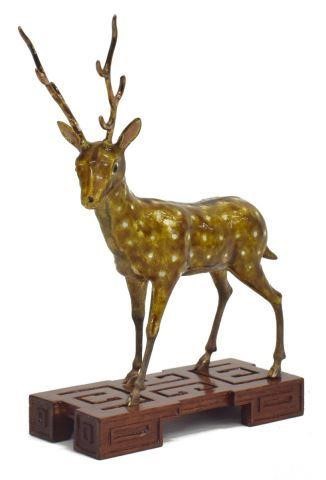 Appraisal: Chinese enameled silver content unknown gilt spotted deer late th