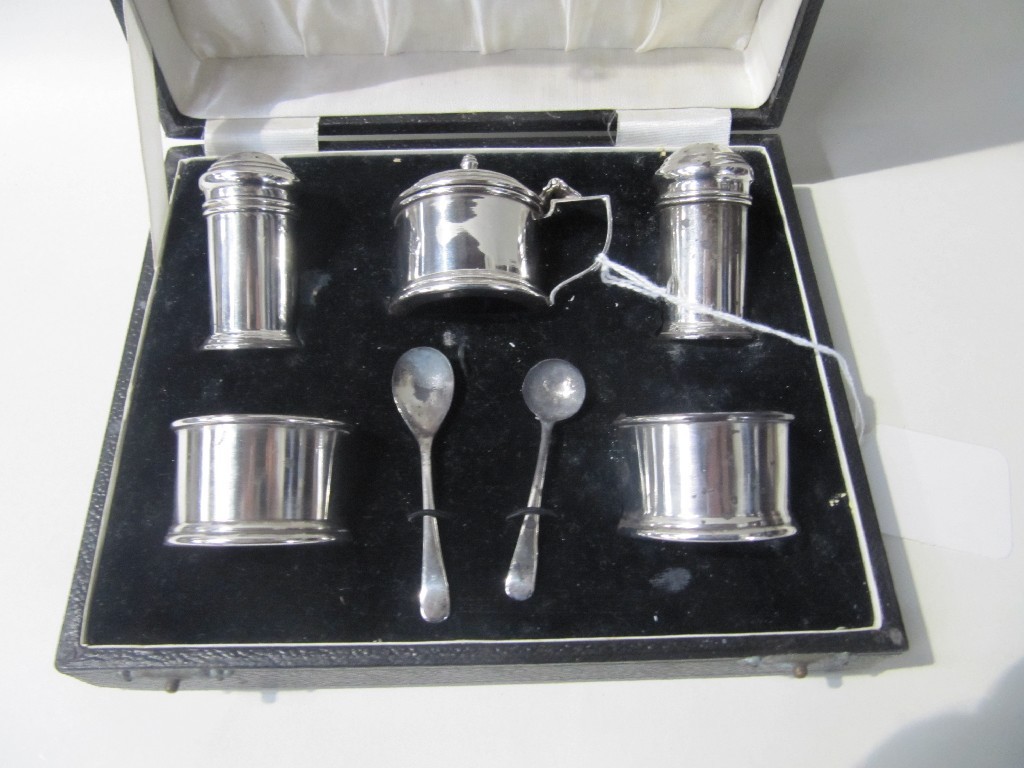 Appraisal: Cased five piece condiment set Birmingham