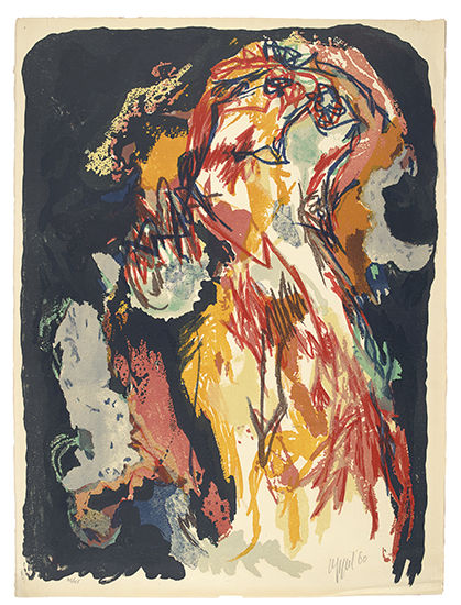 Appraisal: KAREL APPEL Femme Color lithograph x mm x inches full