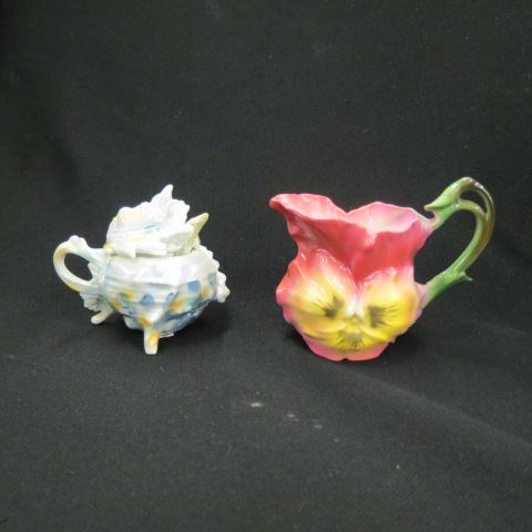 Appraisal: pcs Royal Bayreuth Figural Porcelain shell mustard pot and floral