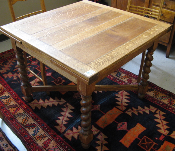 Appraisal: SQUARE OAK DRAW-LEAF DINING TABLE English early th century the