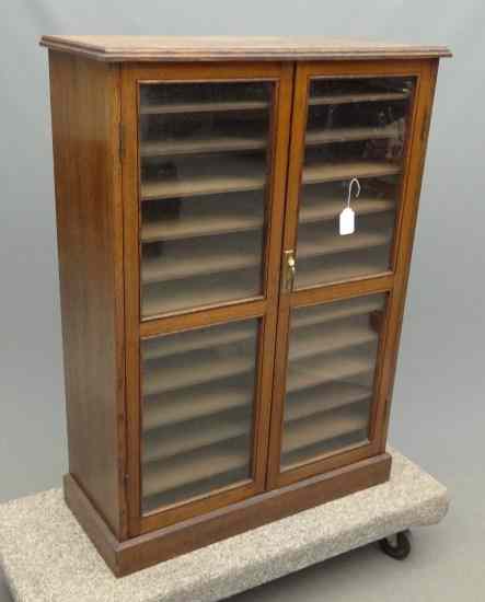 Appraisal: Victorian oak file case with glass doors Back replaced ''