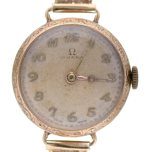 Appraisal: An Omega ct gold lady's wristwatch No wire lugs Dennison