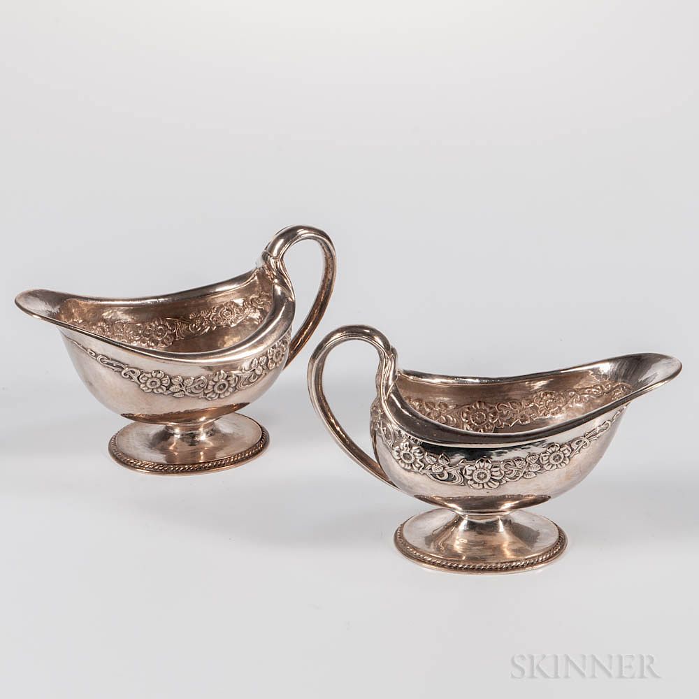 Appraisal: Pair of George V Sterling Silver Sauceboats Pair of George