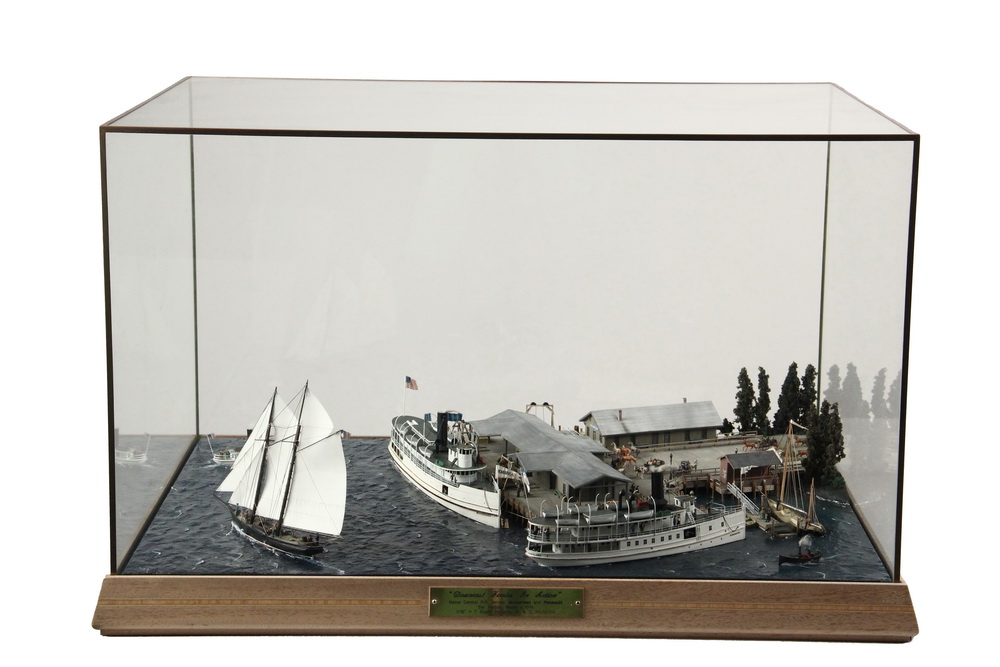 Appraisal: CASED MARINE DIORAMA - Downeast Ferries in Action Maine Central