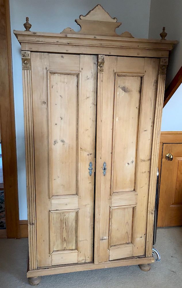 Appraisal: Antique English Pine Petite Two-Door Armoire on Bun Feet Exclusive