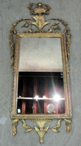 Appraisal: Giltwood Mirror with Urn Crown From a Larchmont home Dimensions