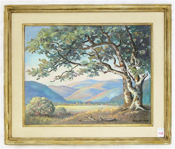 Appraisal: CLYDE LEON KELLER OIL ON CANVASBOARD Oregon - Spreading Oak