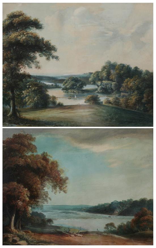 Appraisal: AMERICAN SCHOOL th century HUDSON RIVER VIEWS TWO WORKS Watercolor