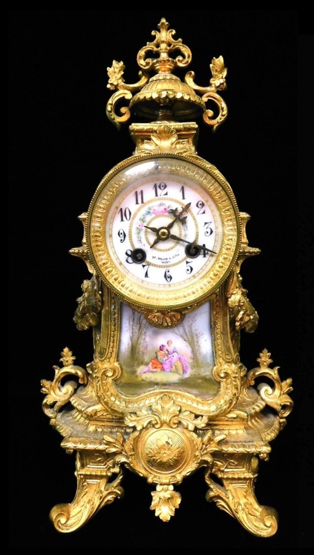 Appraisal: CLOCK Austrian ormolu mantel clock by M Herz Sohn Wien