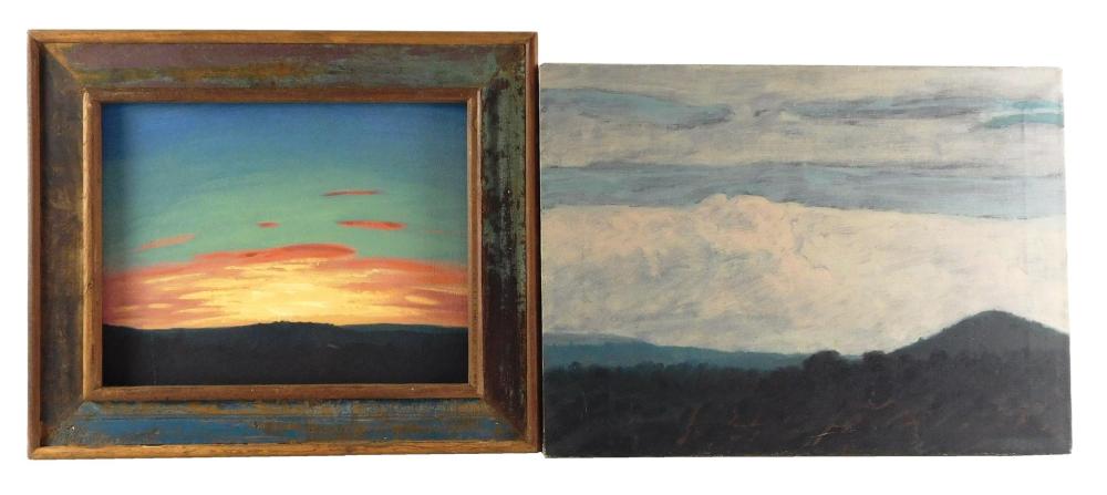 Appraisal: Jonathan Scoville Connecticut - two low horizon landscape works the