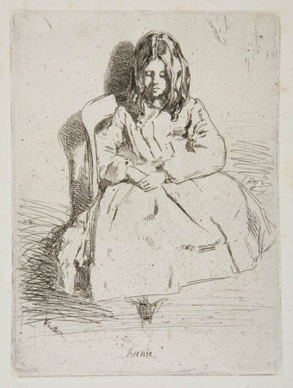 Appraisal: JAMES A M WHISTLER Annie Seated Etching printed on antique