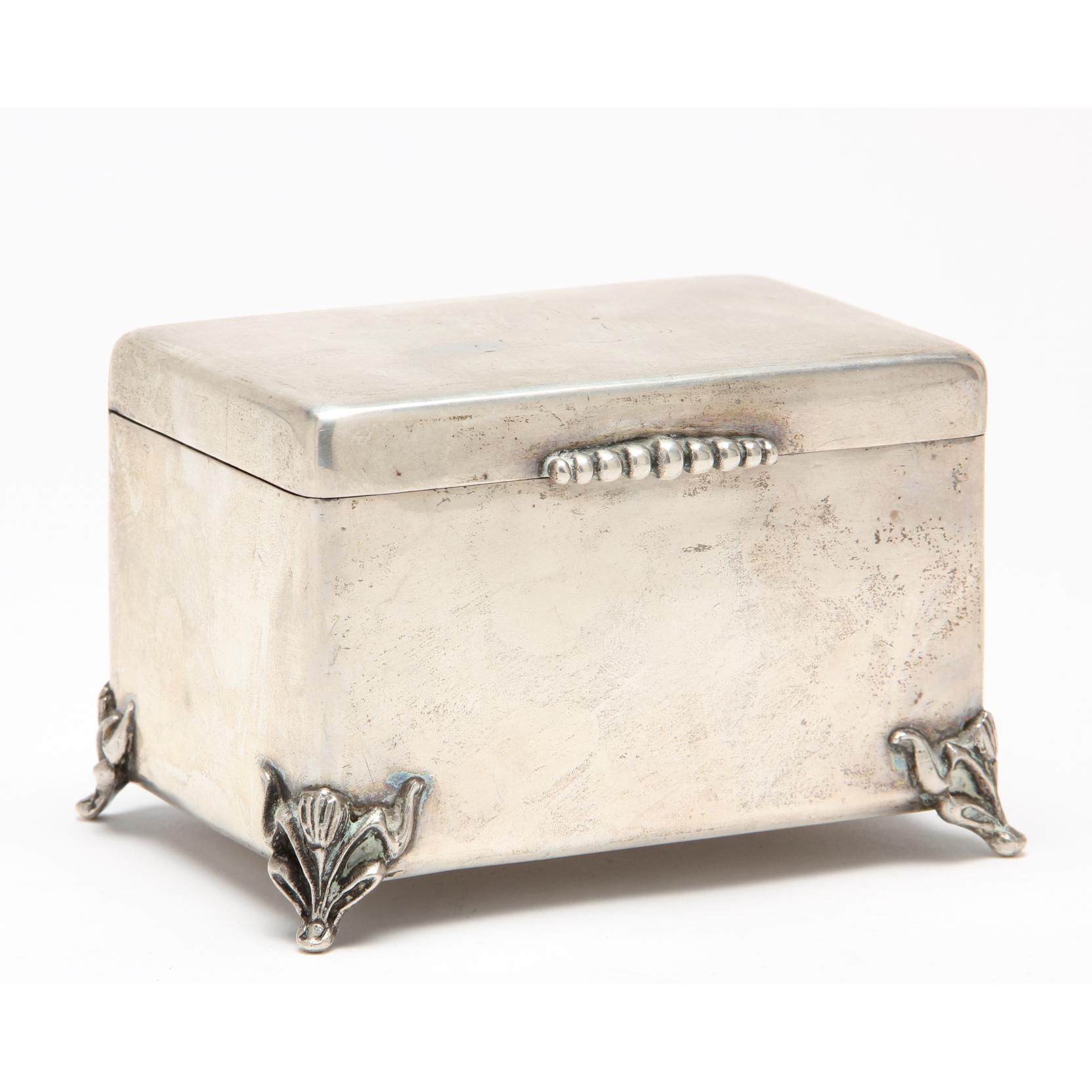 Appraisal: Polish Silver Sugar or Etrog Box rectangular form with applied