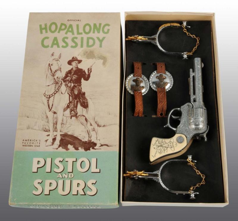 Appraisal: Hopalong Cassidy Toy Cap Gun Spur Set Description 's Made