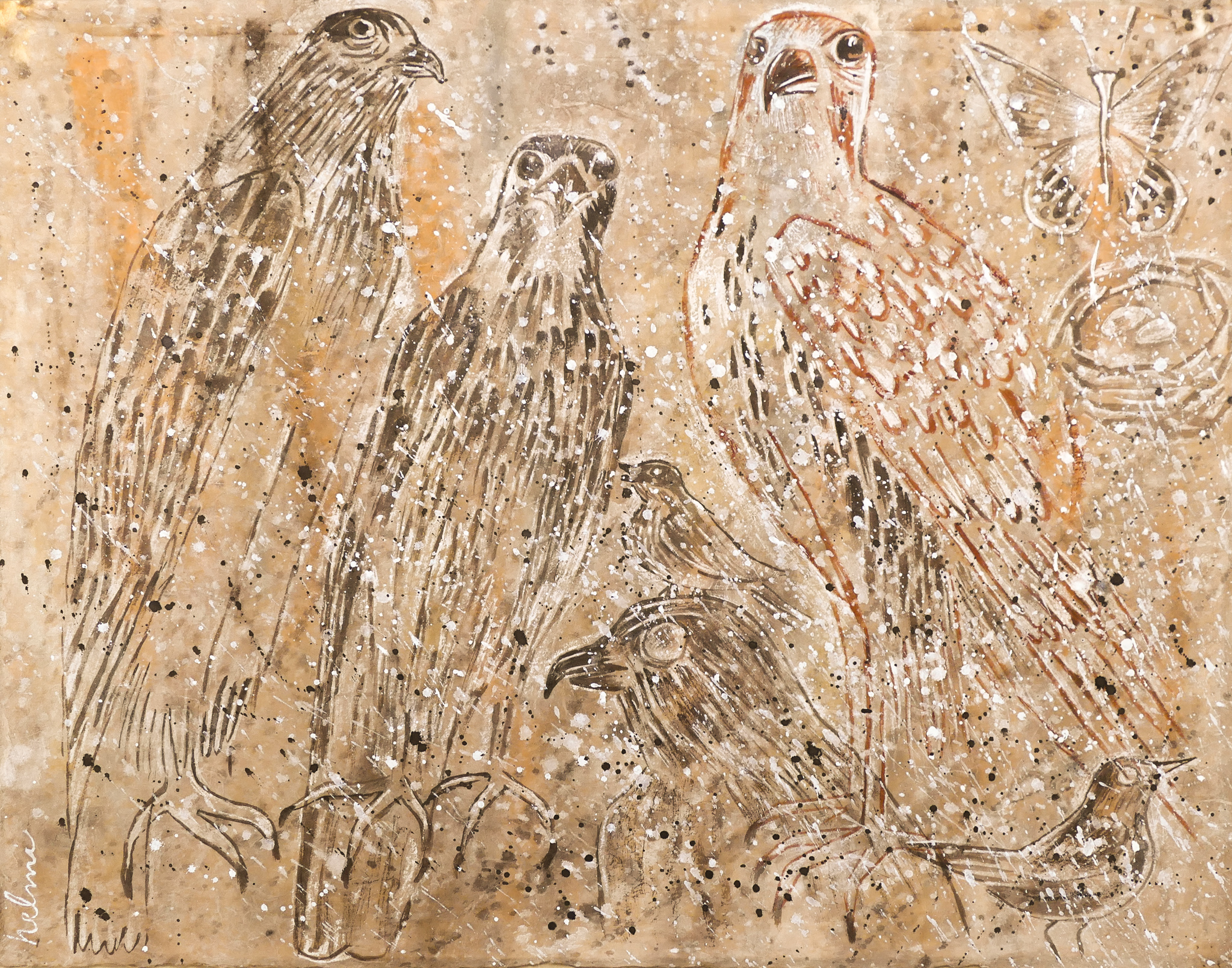 Appraisal: Helmi Juvonen - Washington ''Hawks'' Tempera on Mulberry Paper ''x