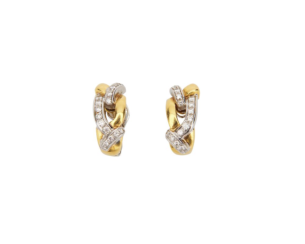 Appraisal: K Gold and Diamond Earrings K Gold and Diamond Earrings