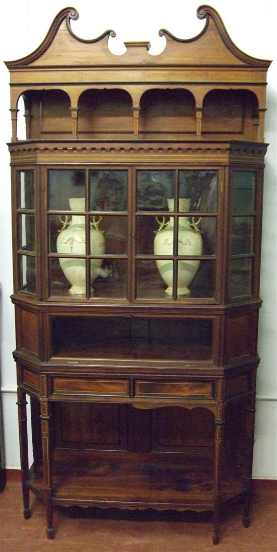 Appraisal: A LATE VICTORIAN INLAID WALNUT DISPLAY CABINET with an undertier