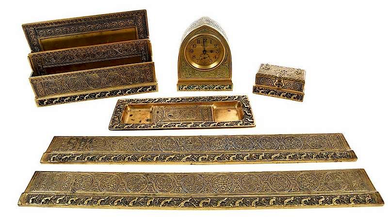 Appraisal: Tiffany Venetian Gilt Bronze Partial Desk Set New York early