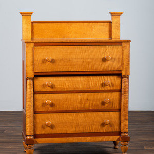 Appraisal: A Late Federal Cherrywood and Tiger Maple Chest of Drawers