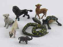 Appraisal: Seven small cold painted animal bronzes being a frog a