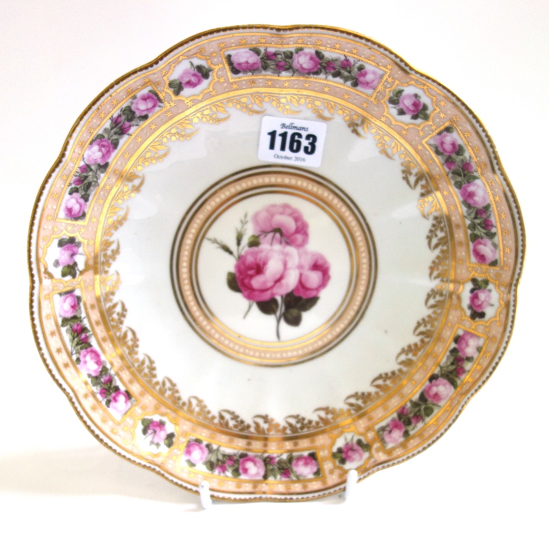 Appraisal: A Derby lobed circular dish circa - pattern painted with