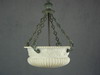 Appraisal: LIGHT FIXTURE - Hand carved alabaster hanging shade suspended by