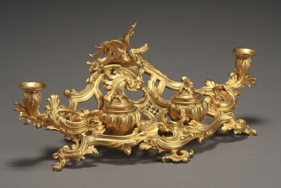 Appraisal: Louis XV Style Ormolu Encrier First Quarter th Century Having