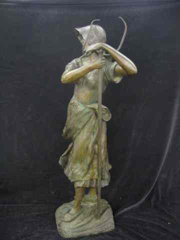 Appraisal: Bronze of a Dutch Peasant Girl with pitchfork th Century