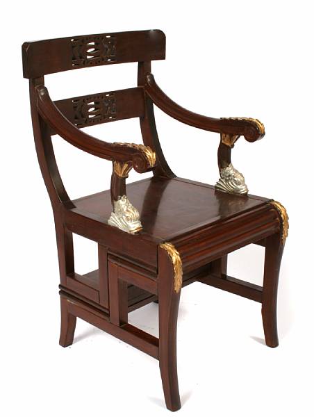 Appraisal: A metamorphic library chair height in width in depth in