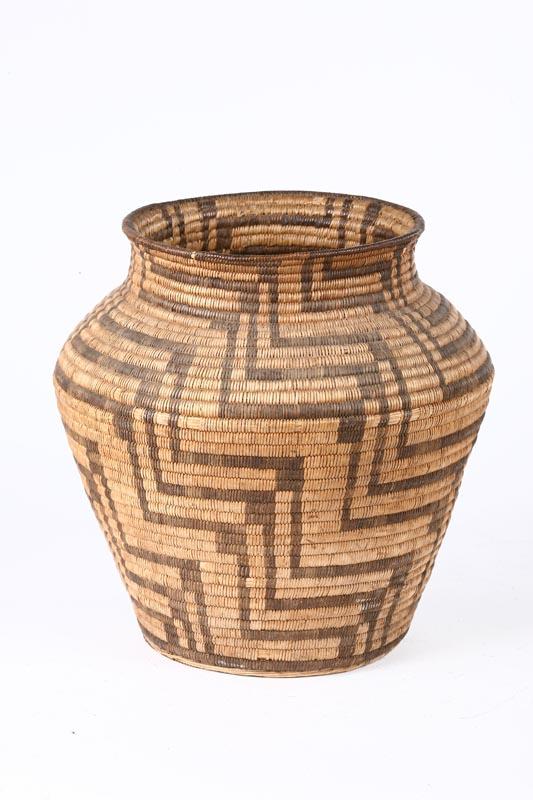 Appraisal: TOHONO O'ODHAM BASKETRY OLLA Circa Shouldered form of coiled willow