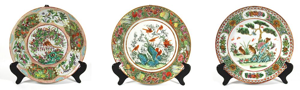 Appraisal: Three Foreign Fruits Decorated Canton Enamel Plates Polychrome enameled porcelain