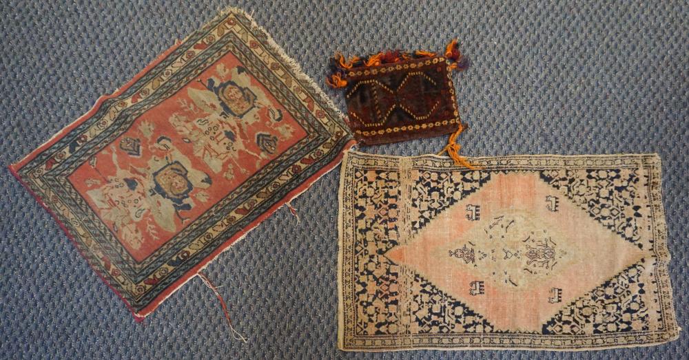 Appraisal: ANTIQUE SENNA RUG TURKISH RUG EACH WITH HEAVY WEAR AND