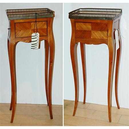 Appraisal: Pair of Transitional Louis XV XVI Style Inlaid Walnut Side