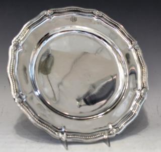 Appraisal: Tiffany Sterling Salver Sterling silver with fluted scrollwork edges bordered