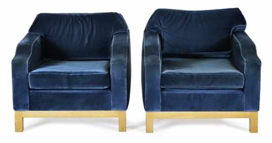 Appraisal: A PAIR OF MAPLE FRAMED TUB CHAIRS CIRCA Each upholstered