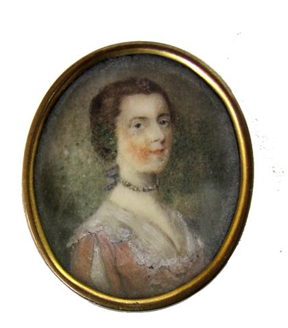 Appraisal: English school th th century miniature portrait of annabella pye