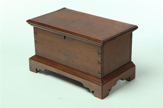 Appraisal: MINIATURE BLANKET CHEST American late th century walnut Well-made contemporary