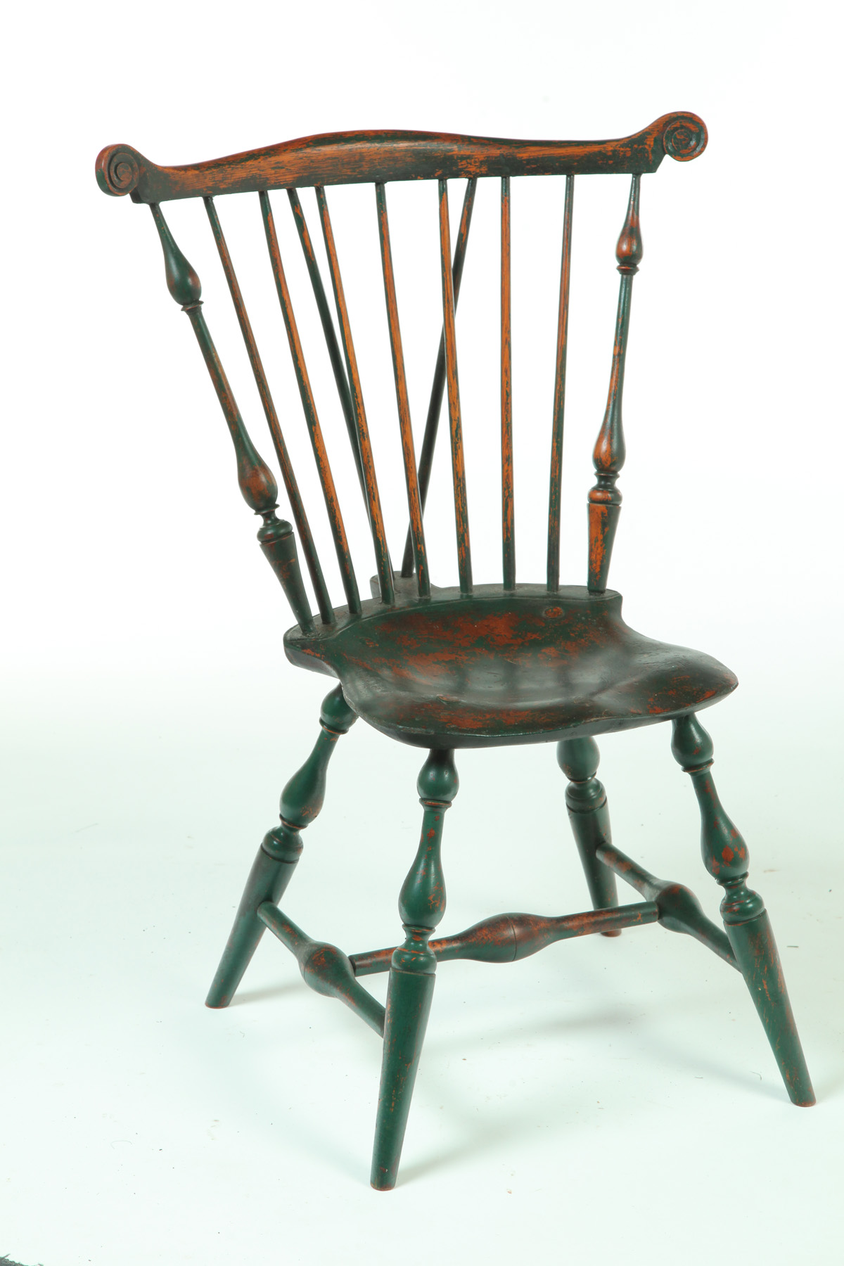 Appraisal: BRACE-BACK WINDSOR SIDE CHAIR Probably Pennsylvania th century mixed woods