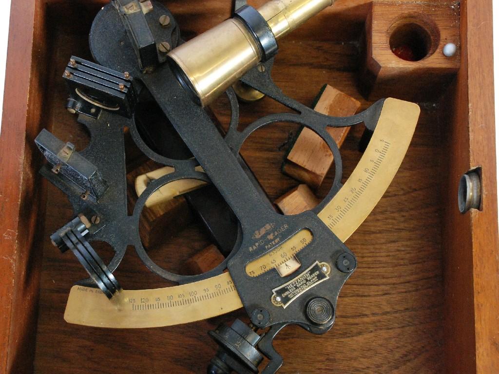 Appraisal: HUZZAMITH' LONDON MID TWENTIETH CENTURY SEXTANT in original box black