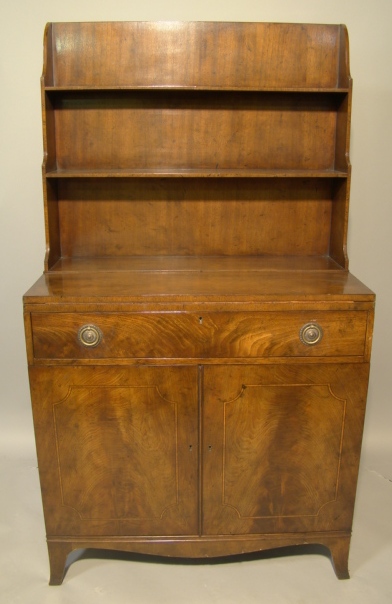 Appraisal: HEPPLEWHITE STYLE MAHOGANY CHEST WITH BOOKSHELVES h w d in