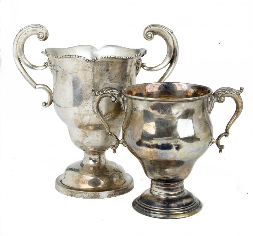 Appraisal: A GEORGE V CUP the ogee bowl with flying scroll