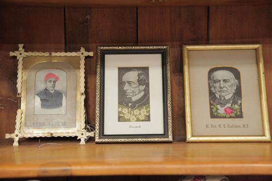 Appraisal: THREE FRAMED STEVENGRAPH PORTRAITS ''The Late Fred Archer '' Lord