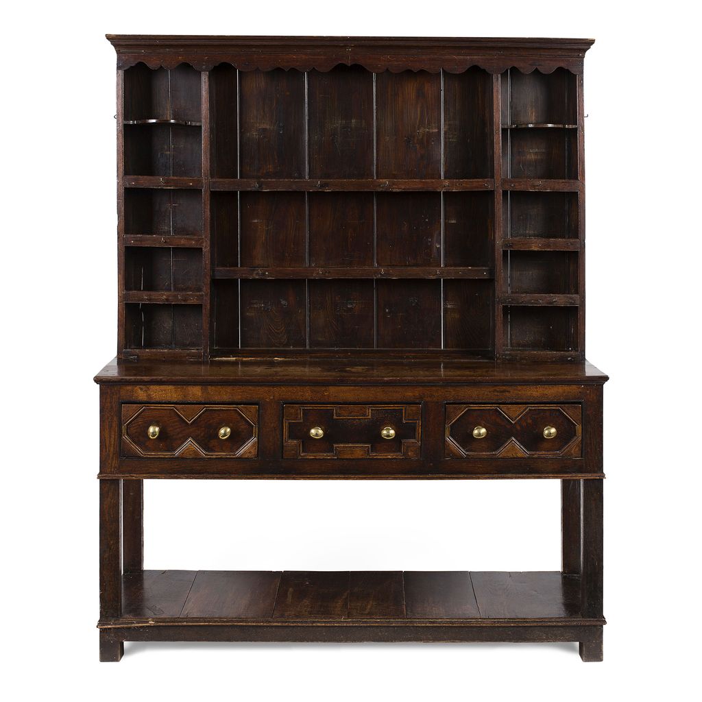 Appraisal: GEORGE III OAK DRESSER TH CENTURY the moulded cornice above