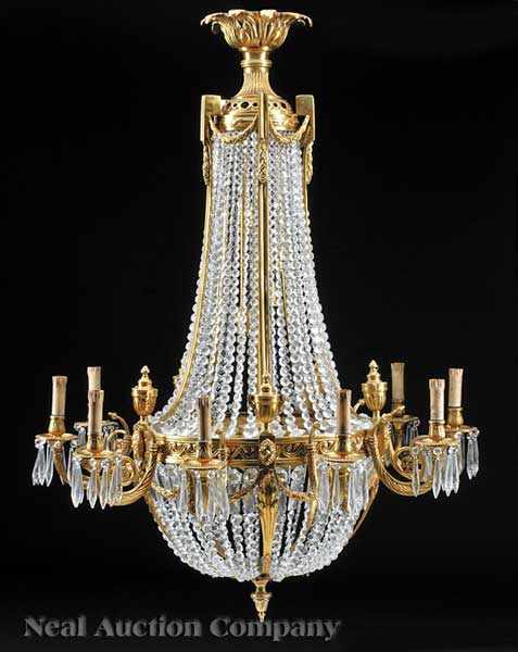 Appraisal: A Pair of Louis XVI-Style Gilt Bronze and Crystal Ten-Light