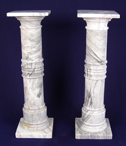 Appraisal: PAIR WHITE CARRARA MARBLE PEDESTALS Measure '' high x ''