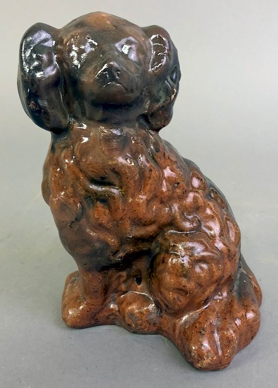 Appraisal: Redware Seated Spaniel Redware seated spaniel th c h x