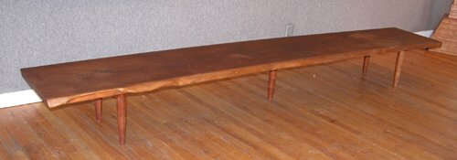 Appraisal: Walnut Coffee Table Bench with slab top and turned legs