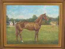 Appraisal: A pair of oil on canvas portraits of horses each