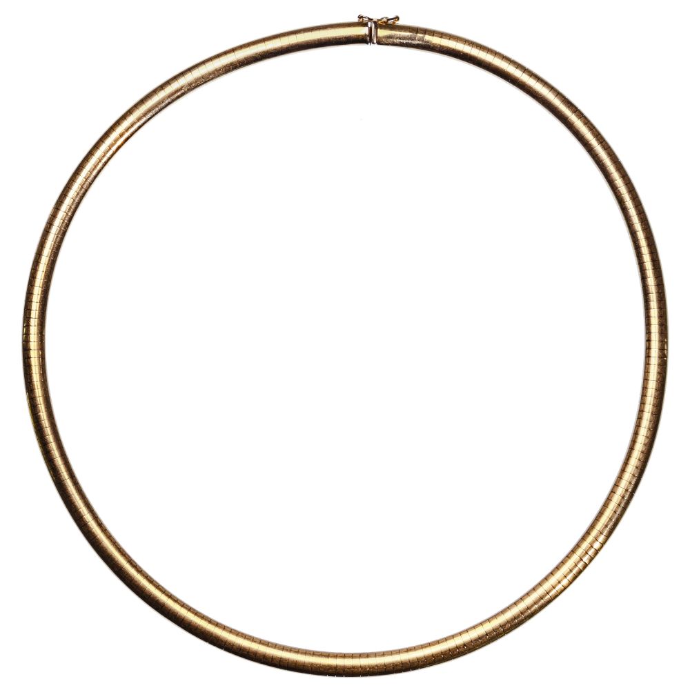 Appraisal: K YELLOW GOLD OMEGA NECKLACEChoker style box clasp marked k